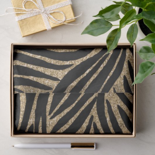 Zebra Print, Gold und Black Glitzer Seidenpapier (Geschenk)