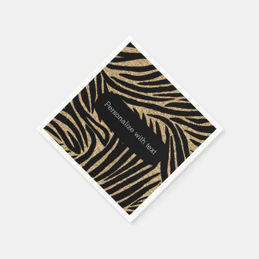 Zebra Print, Gold und Black Glitzer Serviette (Ecke)