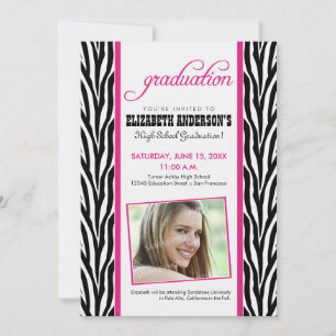 Zebra Print Graduation Announcement (fuchsia) Einladung