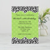 Zebra Print Green Dot Einladungen Ankündigungen (Stehend Vorderseite)