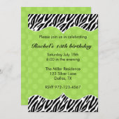 Zebra Print Green Dot Einladungen Ankündigungen (Vorne/Hinten)