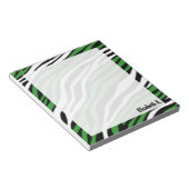 Zebra Print Green Mix Personalisiert Notepad Notizblock (angewinkelt)