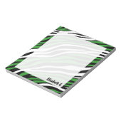 Zebra Print Green Mix Personalisiert Notepad Notizblock (Rotiert)