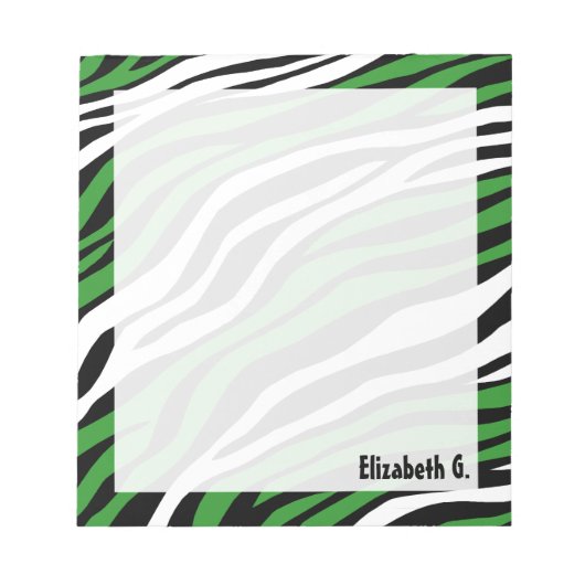 Zebra Print Green Mix Personalisiert Notepad Notizblock (Vorderseite)