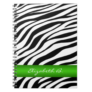 Zebra Print Green Strip Personalisiertes Notebook Notizblock