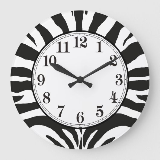 Zebra Print Große Wanduhr (Vorderseite)