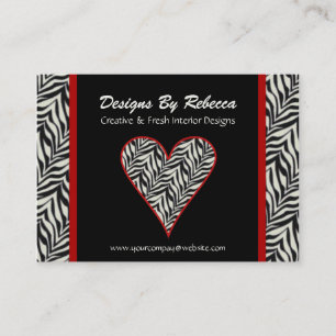 Zebra Print Heart Business Card Visitenkarte