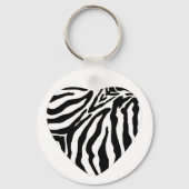 Zebra Print Heart Key Chain Schlüsselanhänger (Vorderseite)