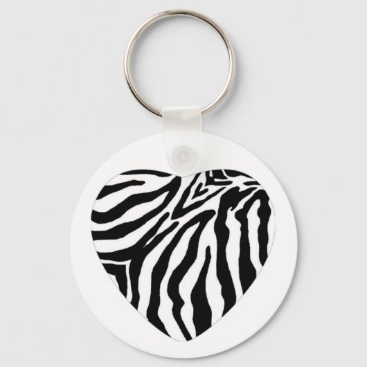 Zebra Print Heart Key Chain Schlüsselanhänger (Vorderseite)