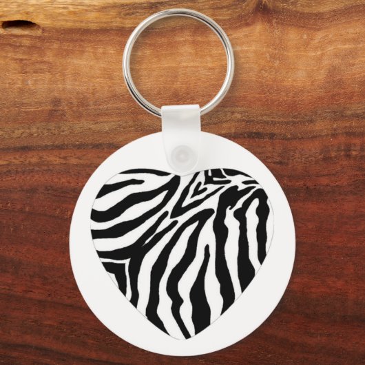 Zebra Print Heart Key Chain Schlüsselanhänger (Vorderseite)