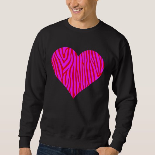 Zebra Print Heart Love Graphic Cute Valentines Day Sweatshirt (Vorderseite)