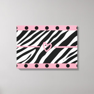Zebra Print Heart Punkts Mauer Kunst Leinwanddruck