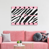 Zebra Print Heart Punkts Mauer Kunst Leinwanddruck (Insitu (Wohnzimmer))