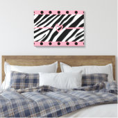 Zebra Print Heart Punkts Mauer Kunst Leinwanddruck (Insitu (Schlafzimmer))
