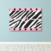 Zebra Print Heart Punkts Mauer Kunst Leinwanddruck (Insitu (Holzboden))
