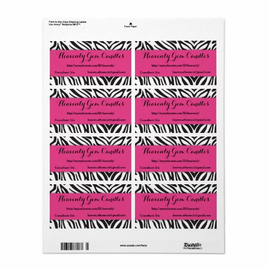 Zebra Print & Hot Pink Business Label (Vorne)