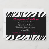 Zebra Print Hot Pink Foto Abschluss Einladung (Rückseite)