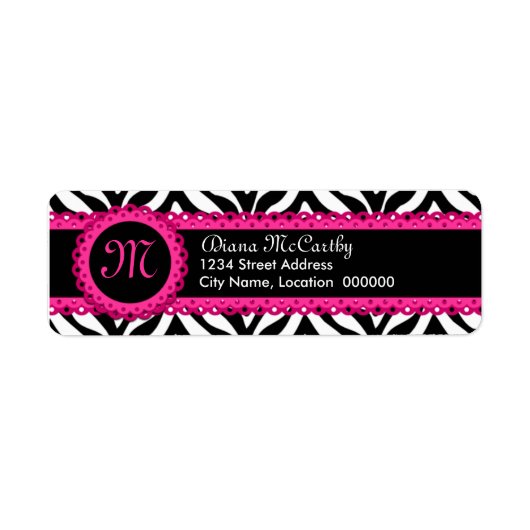 Zebra Print & Hot Pink Lace Monogram (Vorne)