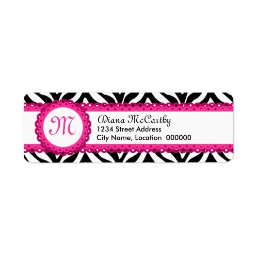 Zebra Print & Hot Pink Lace Monogram (Vorne)
