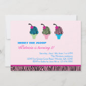 Zebra Print Ice Creme Party Einladung (Vorderseite)