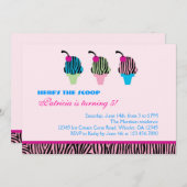 Zebra Print Ice Creme Party Einladung (Vorne/Hinten)