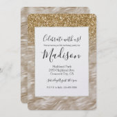 Zebra Print Imitate Gold Glitzer Einladung (Vorne/Hinten)