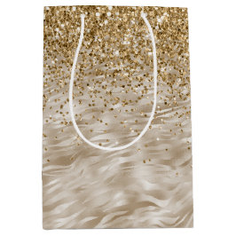 Zebra Print Imitate Gold Glitzer Mittlere Geschenktüte