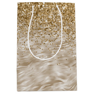 Zebra Print Imitate Gold Glitzer Mittlere Geschenktüte