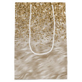 Zebra Print Imitate Gold Glitzer Mittlere Geschenktüte (Rückseite)