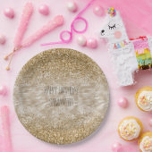 Zebra Print Imitate Gold Glitzer Pappteller (Party)