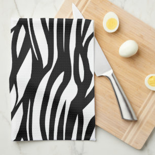 Zebra-Print in Funky Black und White Geschirrtuch