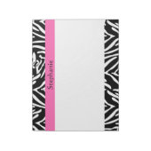 Zebra Print in personalisiert Schwarz, Weiß und He Notizblock (Rotiert)