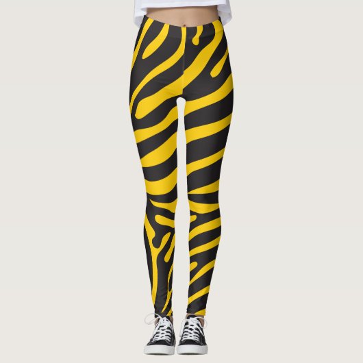 Zebra-Print in Schwarz und Gelb Leggings (Vorderseite)