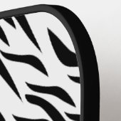 Zebra Print in Schwarz und Weiß und Hot Rosa Pickleball Schläger (Linke Seite)