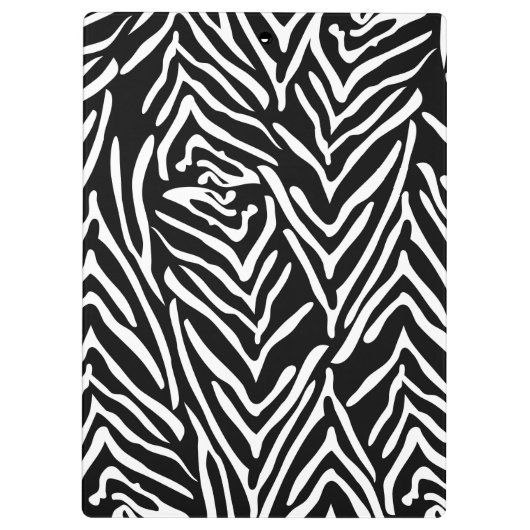 Zebra Print in Schwarz, Weiß und Heiß-Rosa Klemmbrett (Rückseite)
