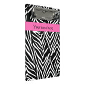 Zebra Print in Schwarz, Weiß und Heiß-Rosa Mini Klemmbrett (Schrägansicht)