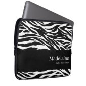Zebra Print in Schwarzweiß mit Namen Laptopschutzhülle (Vorne Rechts)