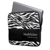 Zebra Print in Schwarzweiß mit Namen Laptopschutzhülle (Vorderseite Links)