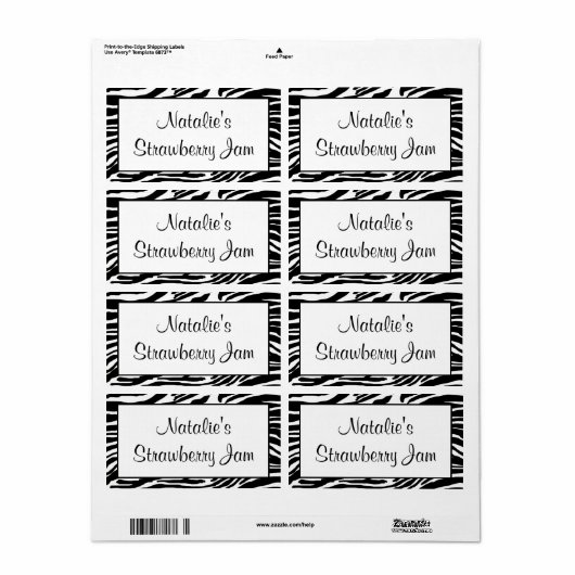 Zebra Print Jar Labels (Vorne)