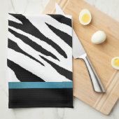 Zebra Print Kitchen Handtuch - Blue Strip Design (Viertel Falte)