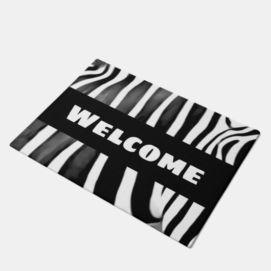 Zebra print - kühne Begrüßung - modern Fußmatte (Schrägansicht)