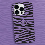 Zebra Print Lila Black Stripes Mit Monogramm Case-Mate iPhone Hülle