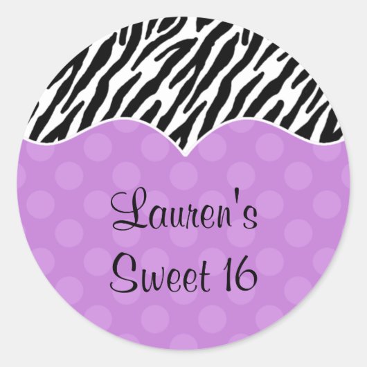 Zebra Print Lila Dot Stickers (Vorderseite)