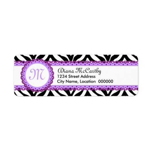 Zebra Print & Lila Lace Monogram (Vorne)