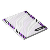 Zebra Print Lila Mix Personalisiert Notepad Notizblock (angewinkelt)