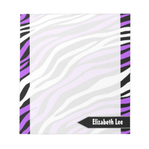 Zebra Print Lila Mix Personalisiert Notepad Notizblock