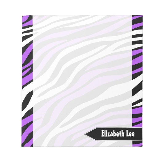 Zebra Print Lila Mix Personalisiert Notepad Notizblock (Vorderseite)