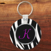Zebra Print : Lila Monogramm : Schlüsselanhänger (Vorderseite)