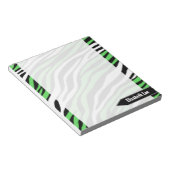 Zebra Print Lime Green Mix Personalisiert Notepad Notizblock (angewinkelt)