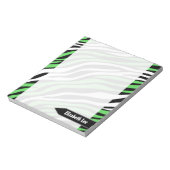 Zebra Print Lime Green Mix Personalisiert Notepad Notizblock (Rotiert)